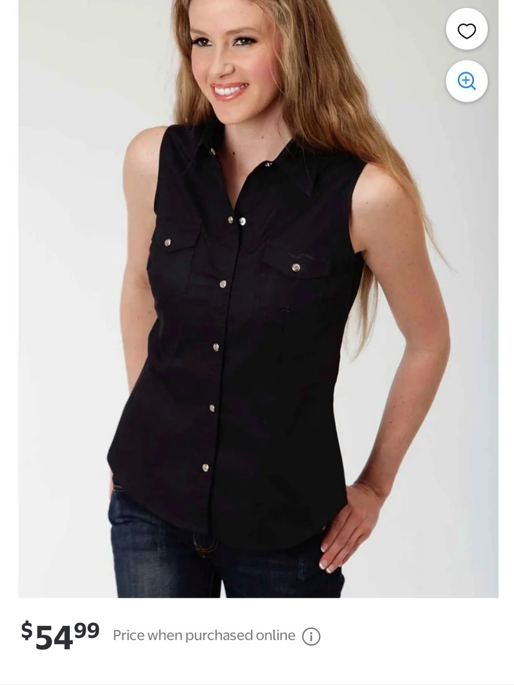 Roper Women's Black Sleeveless Western Pearl Snap Shirt - Picture 6 of 6